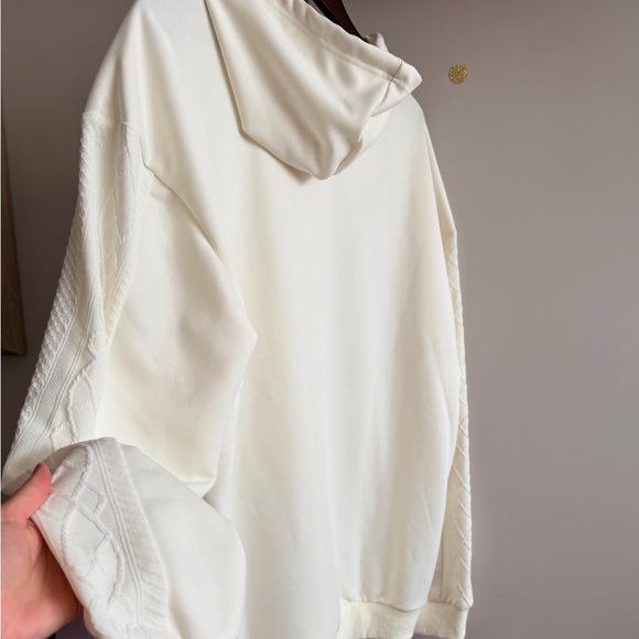 Menace Cream Textured Hoodie – Cable Knit Style Panel – Cozy Streetwear - Picture 7 of 8